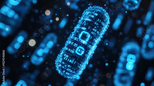 Futuristic Digital Capsule with Binary Code