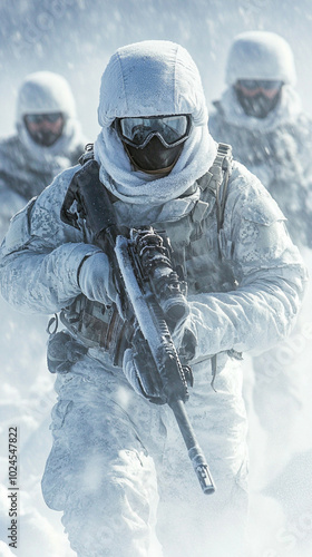 Winter Soldiers in Camouflage Gear photo