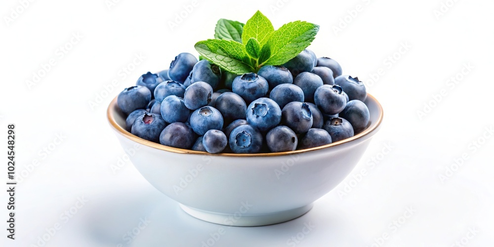Stock photo of fresh blueberries in a bowl on a white background Stock photo of fresh blueberries in a bowl on a white background