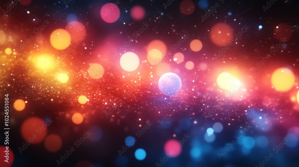 Abstract Cosmic Bokeh With Vibrant Glowing Particles And Blurred Lights In A Colorful Deep Space Setting For Fantasy And Sci-Fi Concepts Abstract Cosmic Bokeh With Vibrant Glowing Particles And Blurred Lights In A Colorful Deep Space Setting For Fantasy And Sci-Fi Concepts