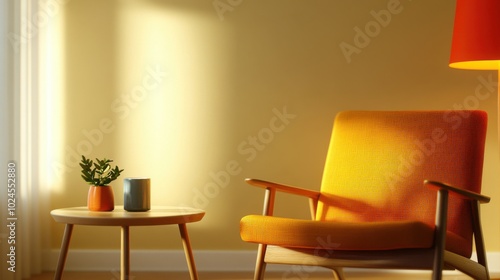 Bright Minimalist Living Room with Midcentury Chair