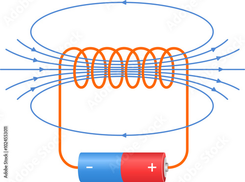 Electromagnetic field. Vector color illustration.