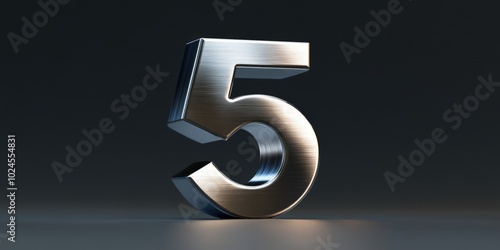 Wallpaper Mural Metallic number five on dark background. Torontodigital.ca