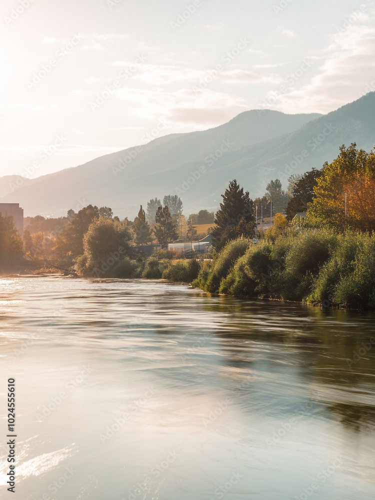 Fototapeta premium River landscapes during the day on vertical photography 2.