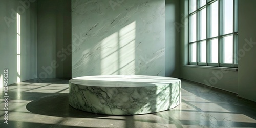 Elegant marble pedestal in a sunlit room with classic decor.