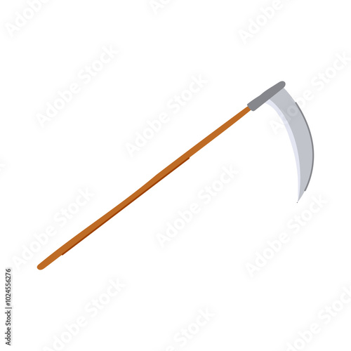 swing scythe cartoon. sharpen cut, hay wheat, field traditional swing scythe sign. isolated symbol vector illustration