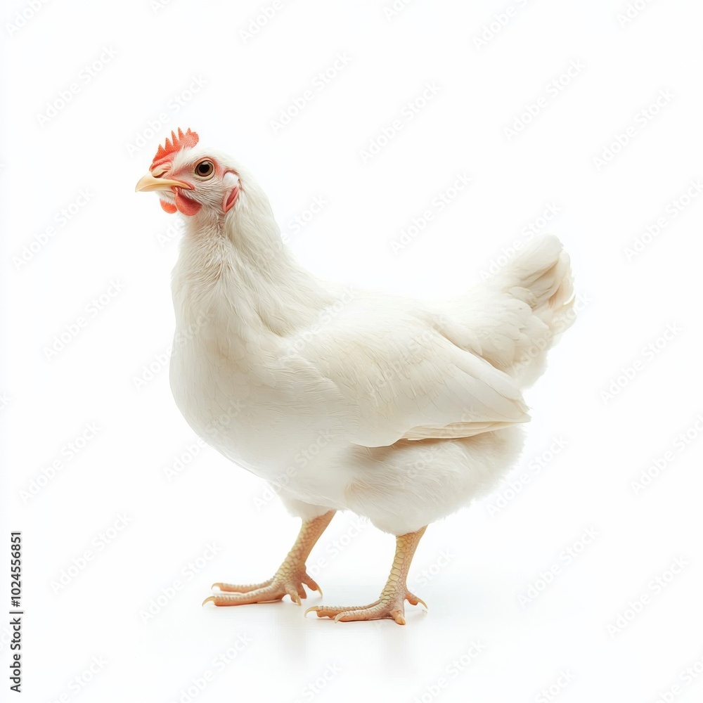 Fototapeta premium white hen isolated on white, studio shot