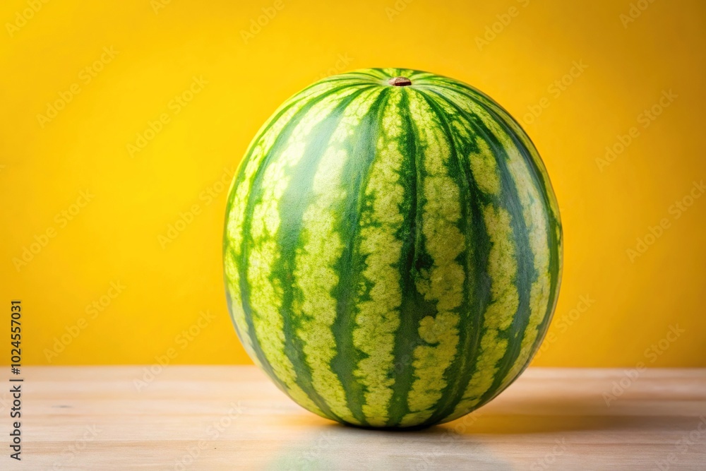 Striped watermelon with bright yellow spot Striped watermelon with bright yellow spot