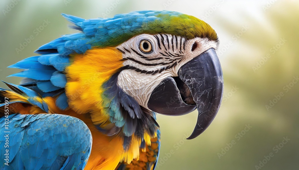 Obraz premium A Blue and Gold Macaw perched on a branch showcasing its stunning colors amidst the beauty of the natural world
