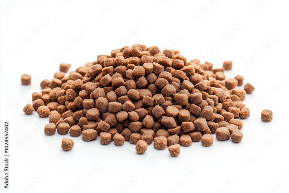 Dried kibble pet food isolated on white background Dried kibble pet food isolated on white background