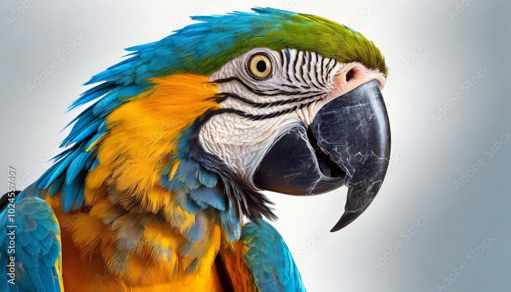 Fototapeta premium The enchanting Blue and Gold Macaw perched gracefully showcasing its brilliant colors against a backdrop of lush greenery