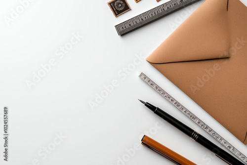 Stationery on a white isolated background