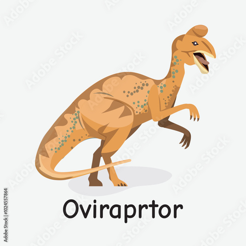 Oviraptor Dinosaur Vector Illustration with Egg-Stealing Behavior