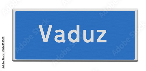 Digital composite. ..Road sign for the town of Vaduz, Liechtenstein photo