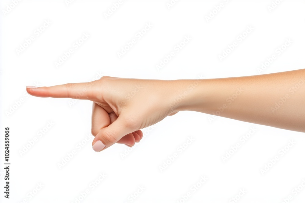 Hand pointing caucasian isolated on white background Hand pointing caucasian isolated on white background
