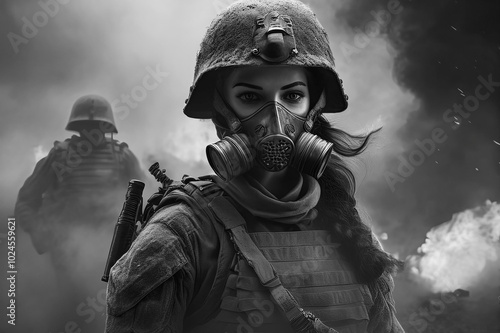 Photographs that fuse the elegance of the soldiers with the gas mask. Each image captures the harshness of battle, combining art, tradition and adventure in a vibrant tribute to life and death. photo