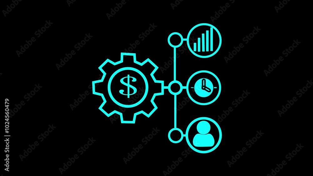 time line and security Business Plan Icon and Symbol Animation on Black Background in 4K Video time line and security Business Plan Icon and Symbol Animation on Black Background in 4K Video
