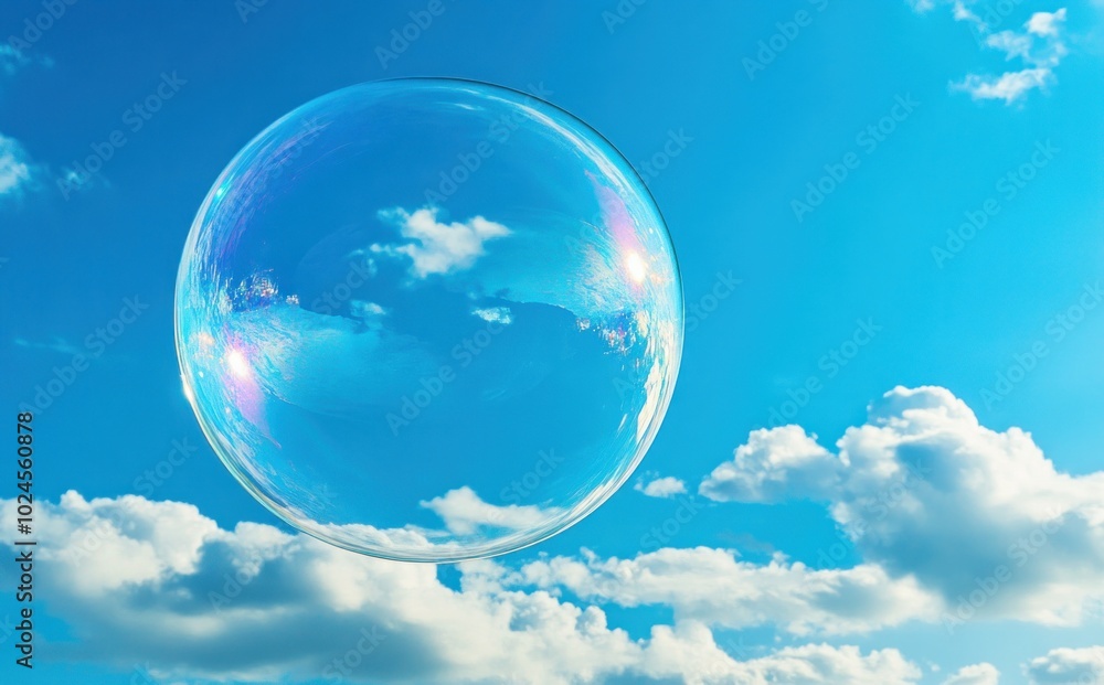 Bubble Floating in Blue Sky Bubble Floating in Blue Sky