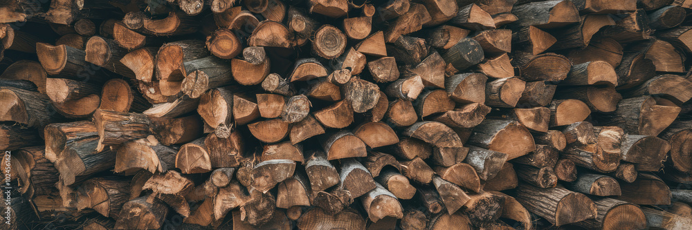 A pile of wood logs with a brownish color. The logs are stacked in a way that they are not touching each other A pile of wood logs with a brownish color. The logs are stacked in a way that they are not touching each other