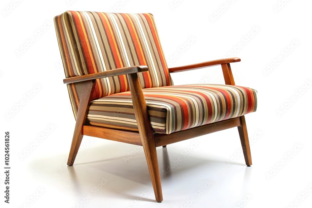 Stylish retro striped armchair on white cyclorama Stylish retro striped armchair on white cyclorama
