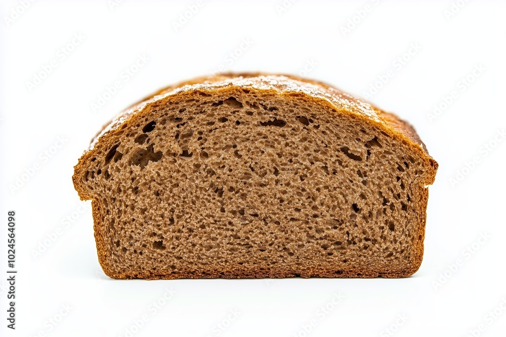 Slice of wheat bread isolated on white background