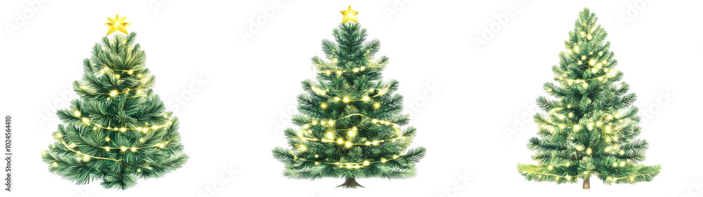 Fototapeta premium Christmas trees on a white background