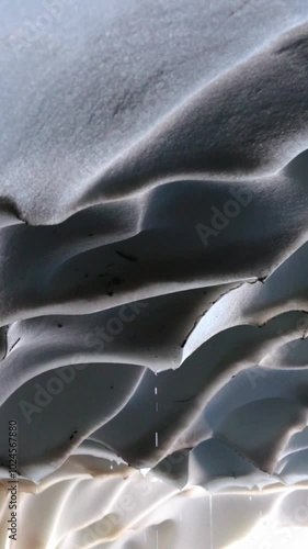 Water dripping from a melting ice cave