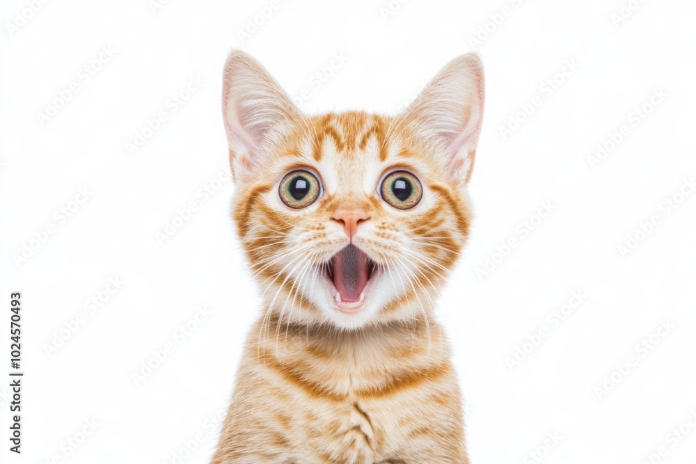 Fototapeta premium Surprised Ginger Kitten with Wide Open Mouth