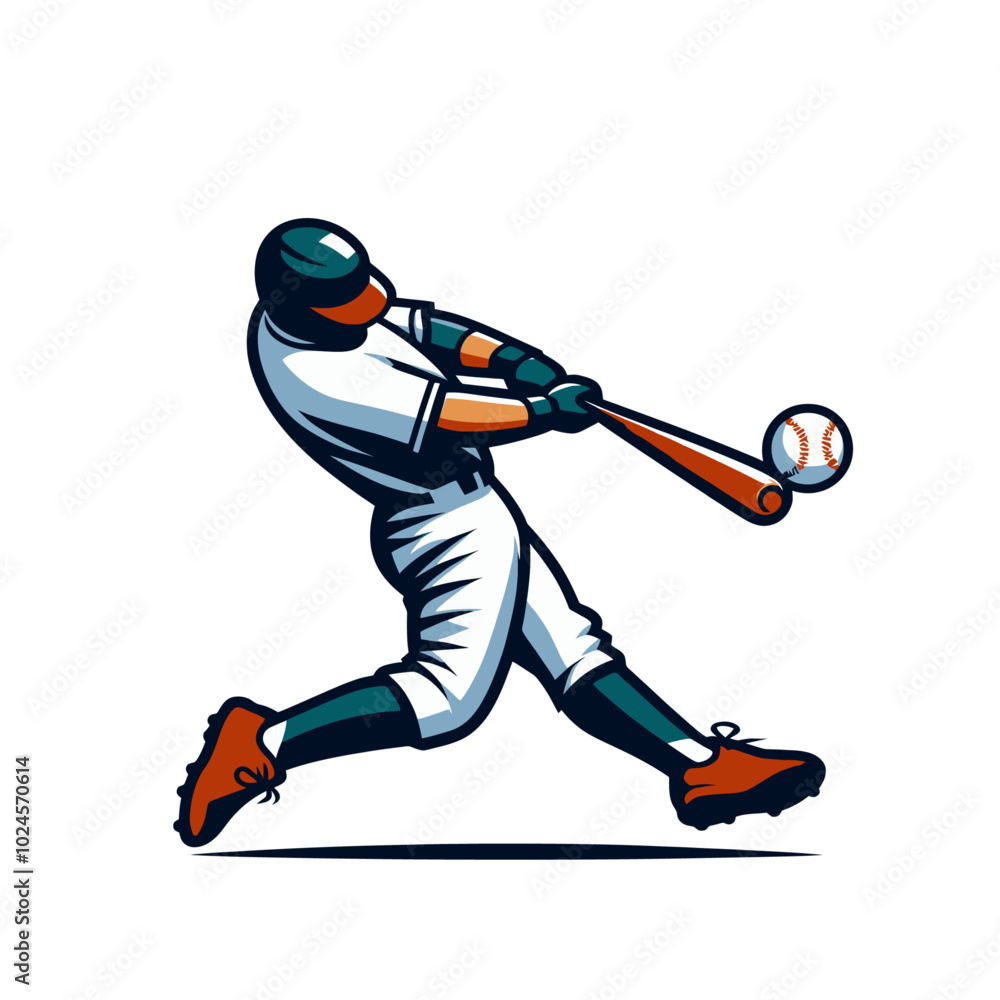 Fototapeta premium Baseball player isolated vector illustration. Modern style mascot. Simplified shapes style.