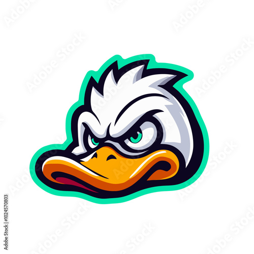 Angry agressive duck. Modern sports logo mascot	
