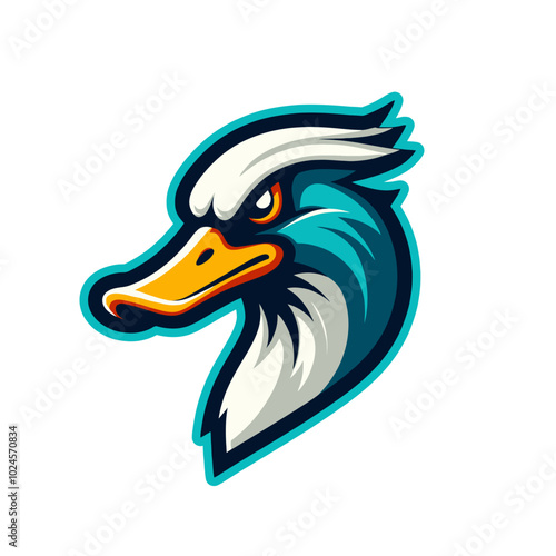 Angry agressive duck. Modern sports logo mascot	

