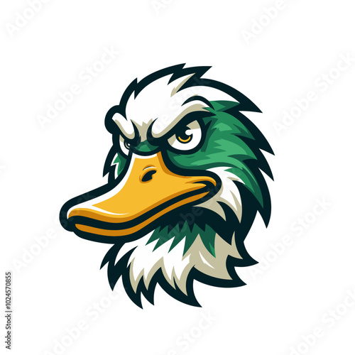 Angry agressive duck. Modern sports logo mascot	
