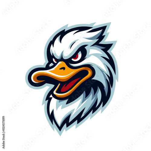 Angry agressive duck. Modern sports logo mascot	
