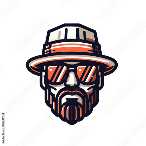 Pimp head in  hat and glasses isolated