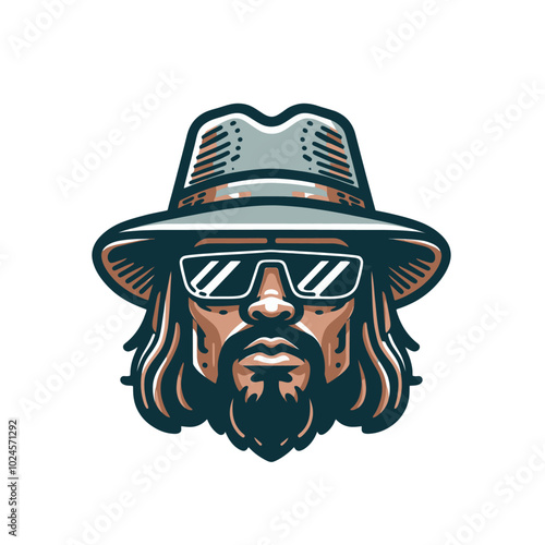 Pimp head in  hat and glasses isolated