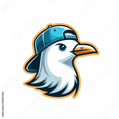 seagull in hat isolated vector illustration mascot
