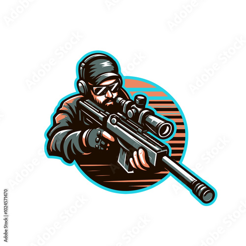 isolated sniper vector illustration mascot