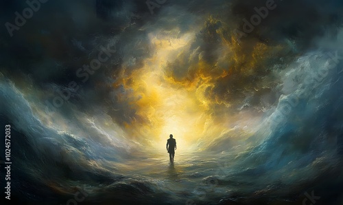 Wallpaper Mural background with stars,lightning in the sky,dark blue sky,lighthouse at night,generation AI Torontodigital.ca