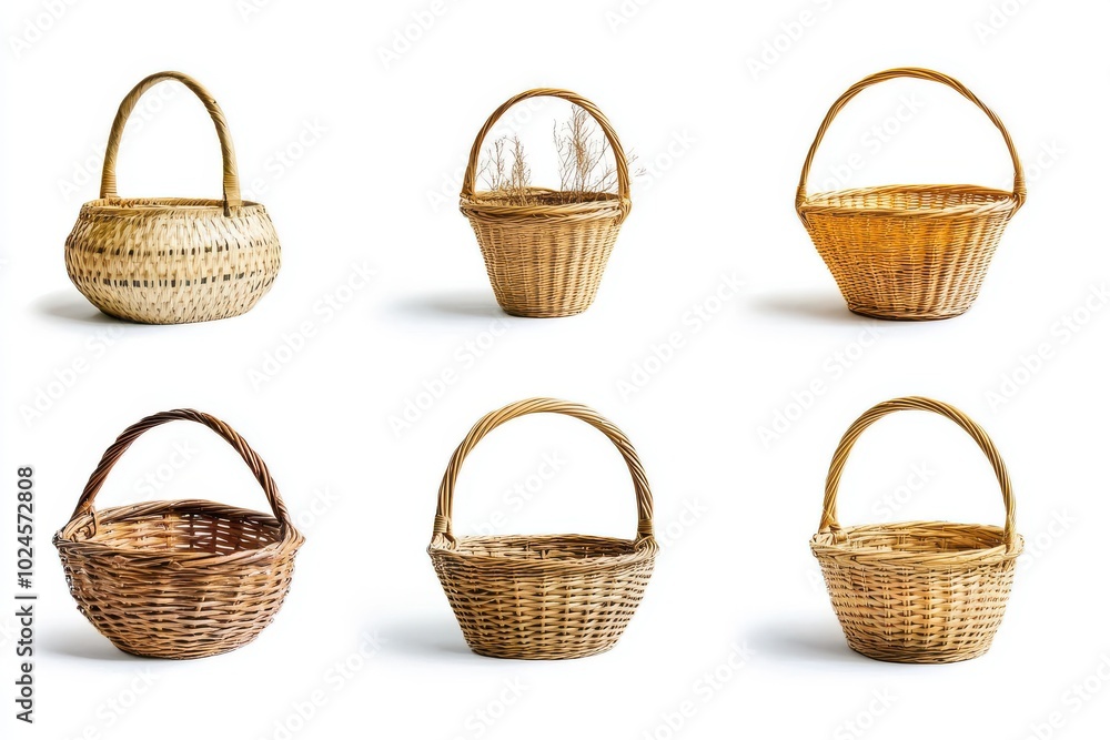 Collection of 06 basket isolated on white background Collection of 06 basket isolated on white background