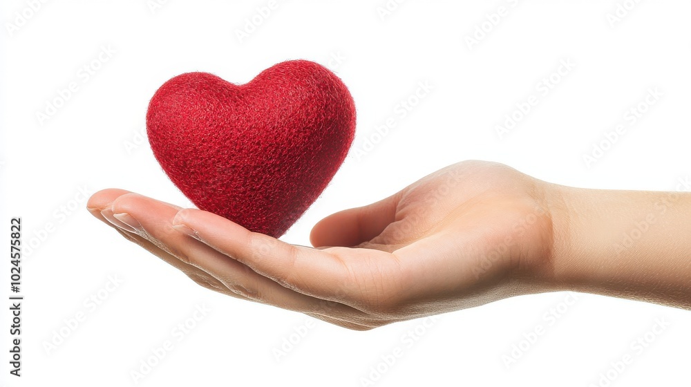 Hand holding red heart love on isolate white background Hand holding red heart love on isolate white background