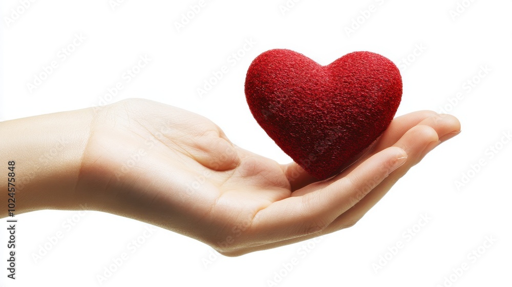 Obraz premium Hand holding red heart love on isolate white background