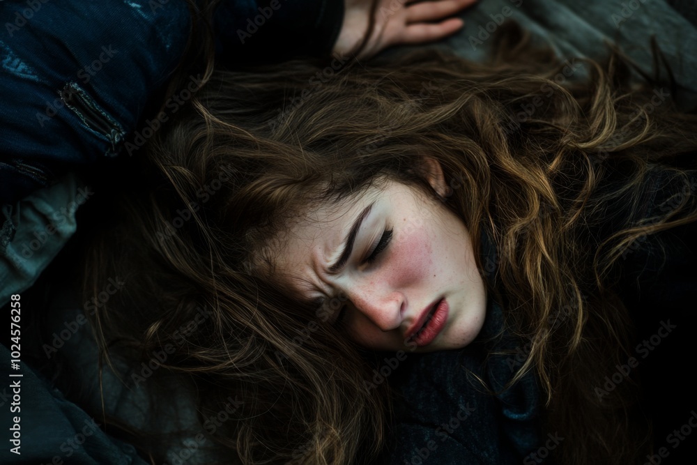 Close-Up Portrait of a Young Woman with Long Brown Hair Close-Up Portrait of a Young Woman with Long Brown Hair