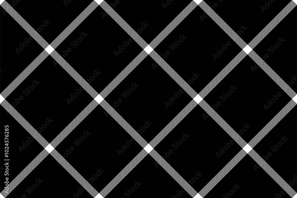 Naklejka premium Warmth fabric plaid tartan, hobby seamless check background. Improvement textile vector texture pattern in black and white colors.