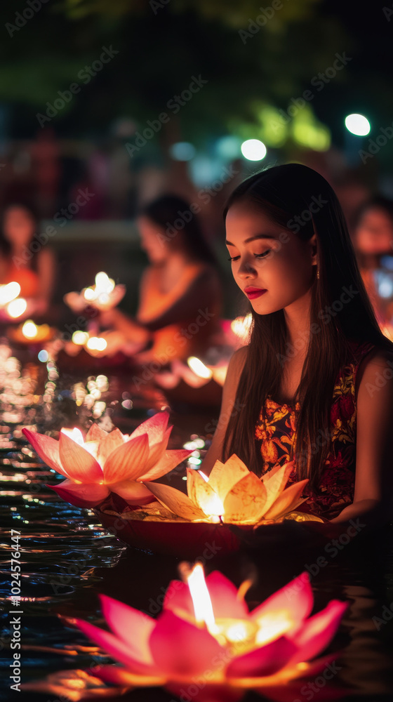 Loi Krathong in Thailand. a holiday in Thailand Loi Krathong in Thailand. a holiday in Thailand