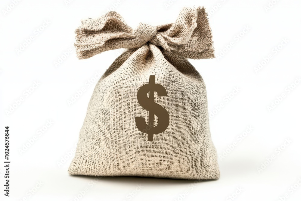 Money bag with on it isolate on white background Money bag with on it isolate on white background