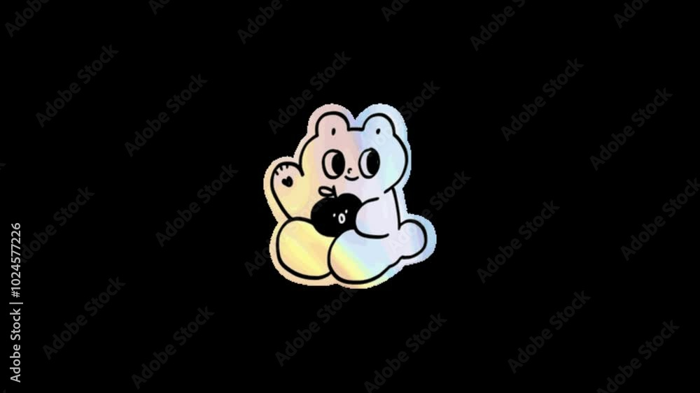 Cat animation with apple in hand isolated on transparent background. Cat animation with apple in hand isolated on transparent background.