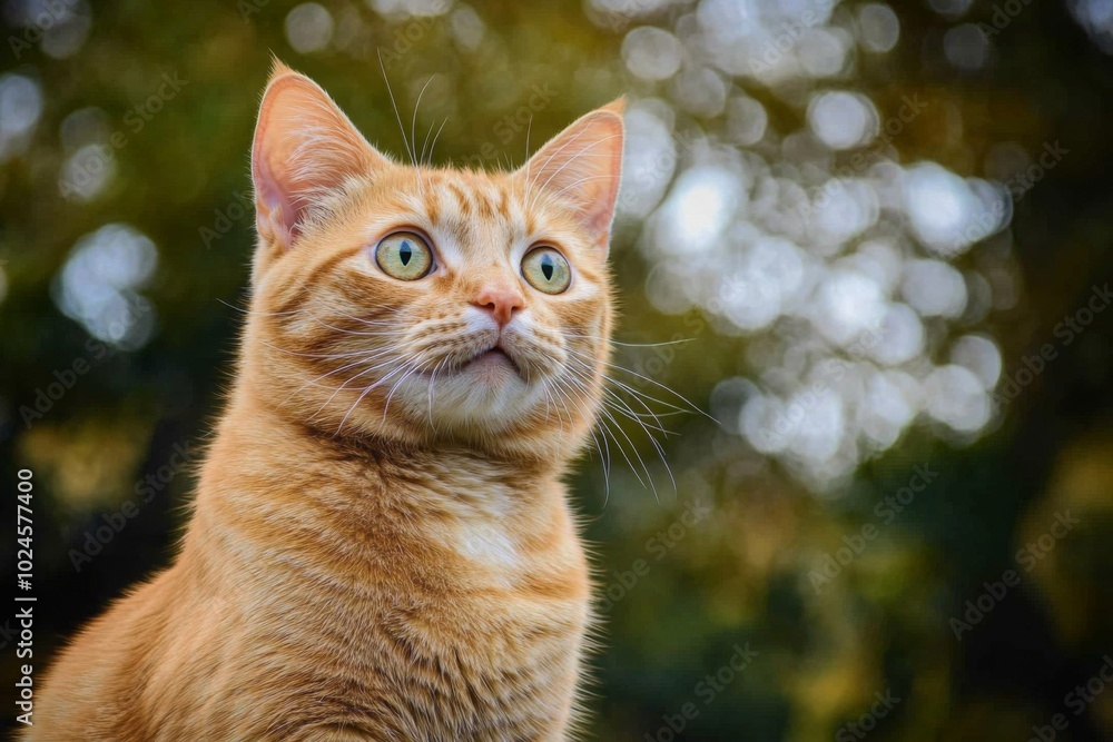 Ginger Cat Looking Up With Wide Eyes Ginger Cat Looking Up With Wide Eyes