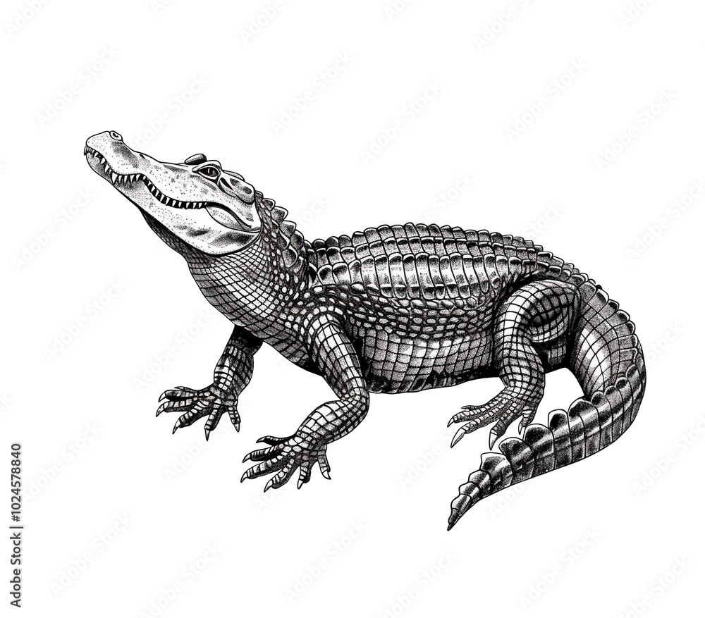 Crocodile sketch, alligator etching isolated illustration. Black and white animal drawing Crocodile sketch, alligator etching isolated illustration. Black and white animal drawing
