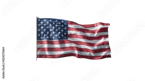  USA flag isolated on white background.