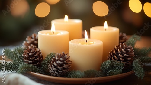 A charming arrangement of several candles on a plate